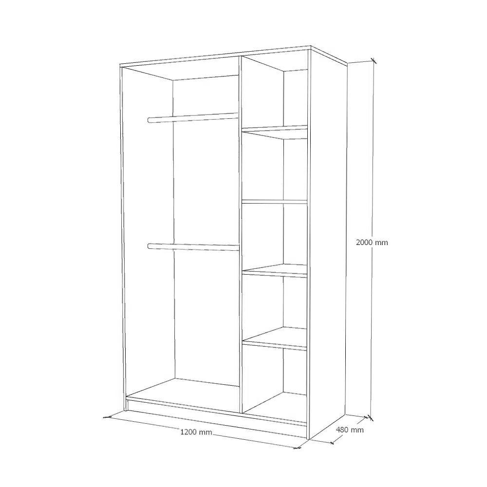 Dulap Amos cu 3 usi, Stejar Sonoma, L120xH200xA50 cm | LARA MODUL
