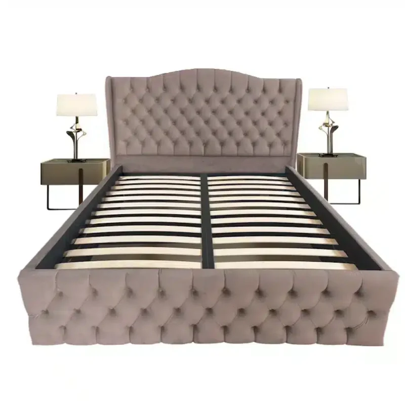 Pat tapitat Doha dublu, Cappuccino, catifea, somiera rabatabila, spatiu depozitare, 140 160 180 200 x 200 cm