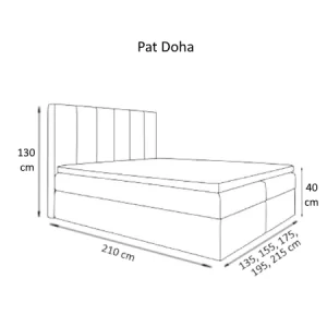 Pat tapitat Doha, cu somiera rabatabila si spatiu de depozitare