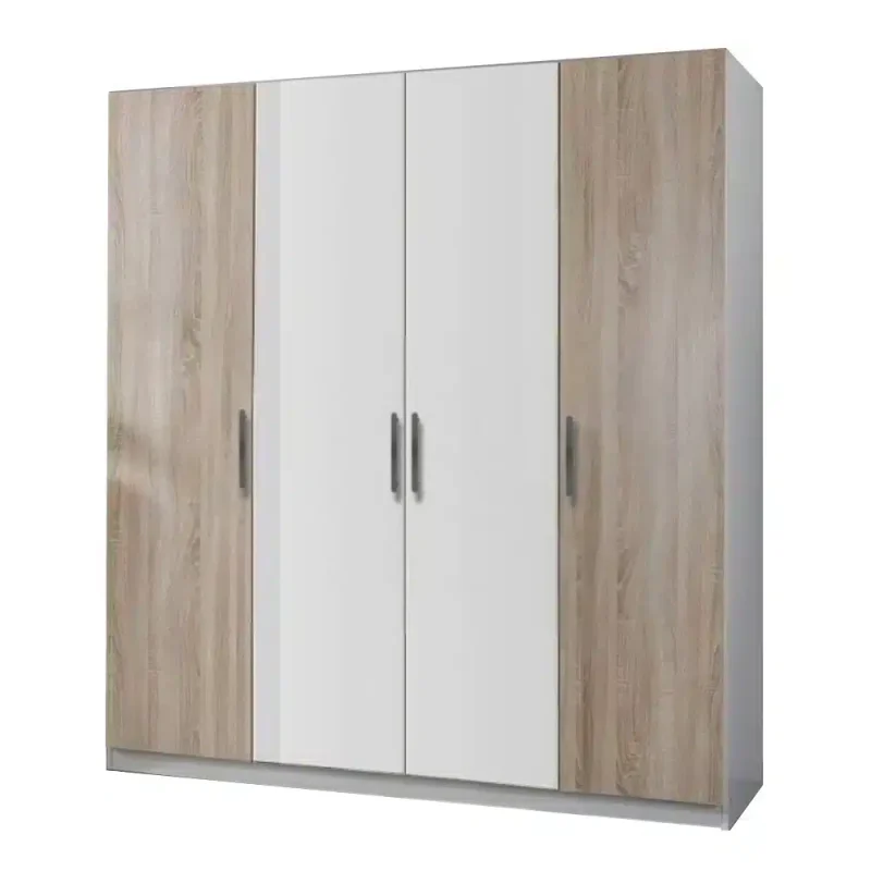 dulap Salonic PAL Alb si Stejar Sonoma