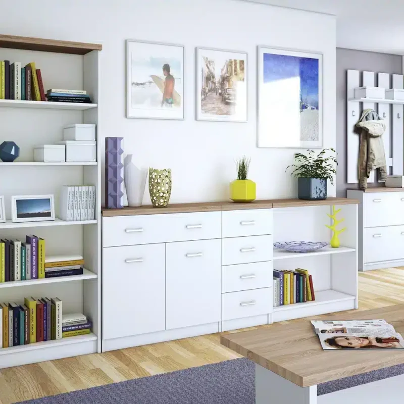 Etajera Alb / Stejar Sonoma H85 x L80 x A33 cm