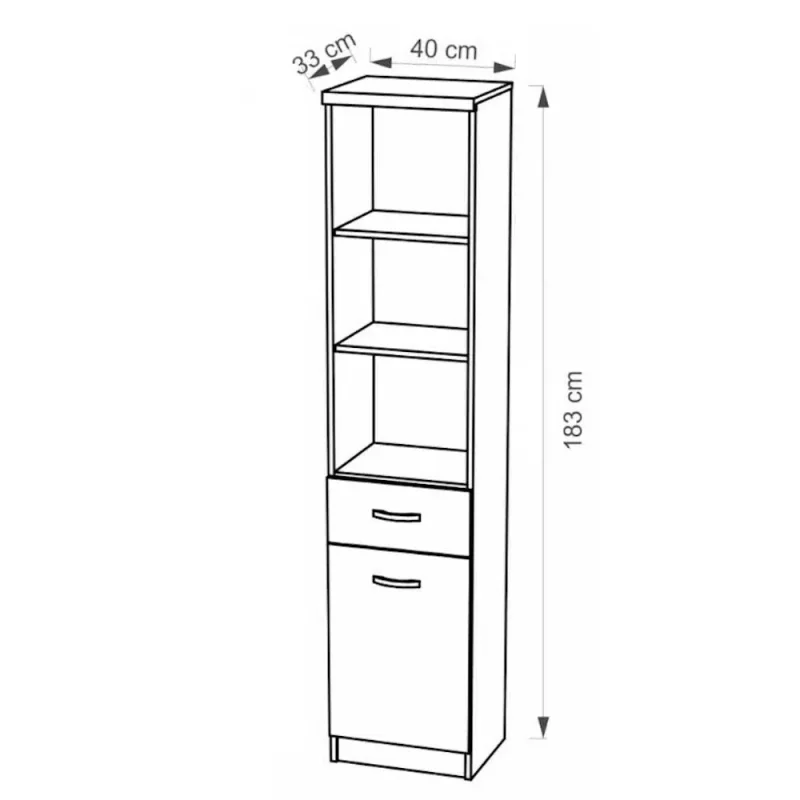 3.4 Vitrina 1 usa 1 sertar Alb cu Sonoma *schita vitrina 1 usa 1 sertar PAL