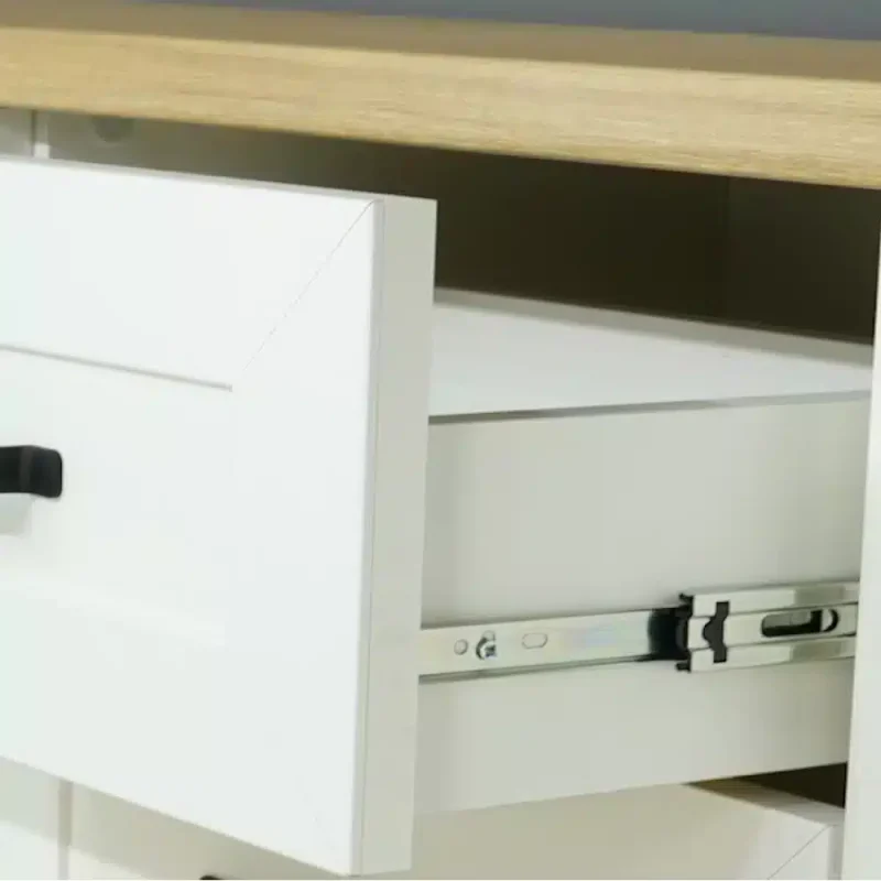 Comoda Verne Alb / Stejar Pietros H92 x L89 x A37 cm cu 4 sertare