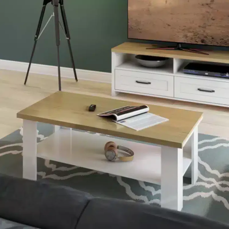 masuta de cafea Verne din PAL Alb si Stejar Pietros