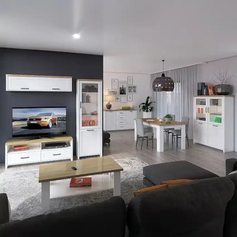 Masuta cafea Lara Verne Alb / Stejar Pietros H47 x l60 x L110 cm