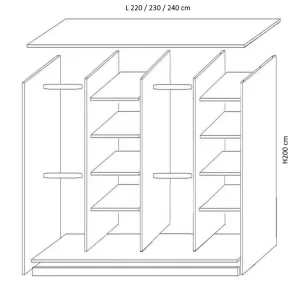 Dressing H 200 x L22.23.24 1 schita dressing H 200 x L 220 230 240 cm