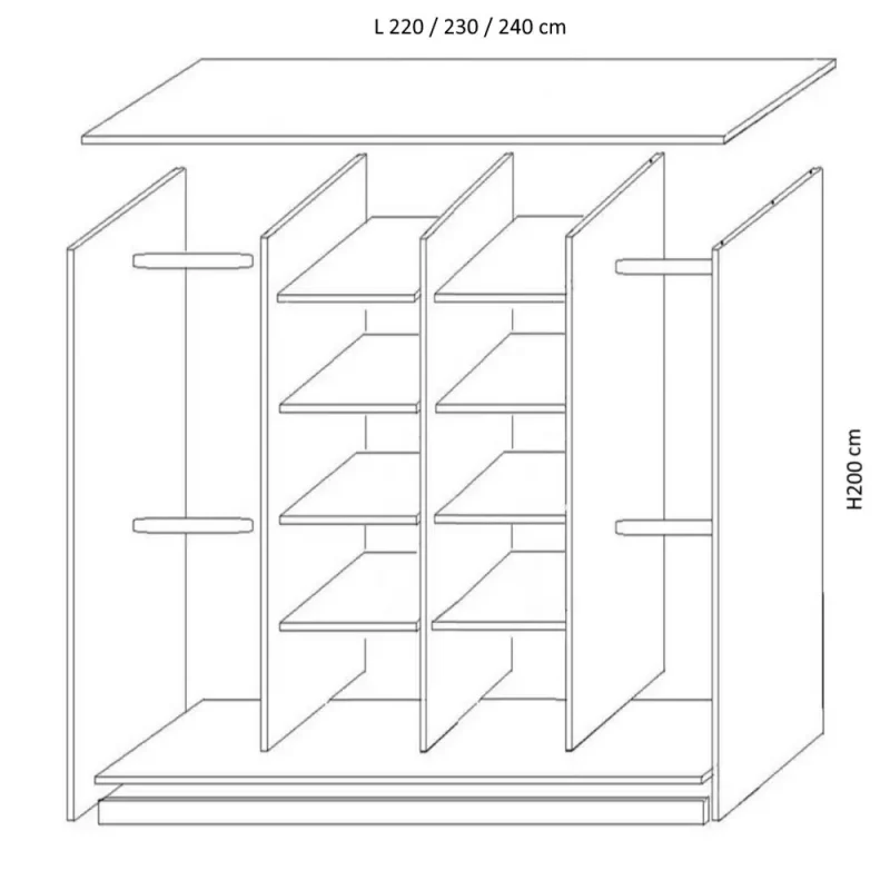 Dressing H 200 x L22.23.24 2 schita dressing H 200 x L 220 230 240 cm