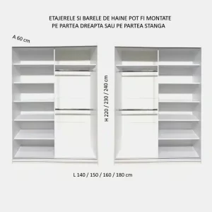 schita dressing H 240 230 220 x L 140 150 160 180 cm