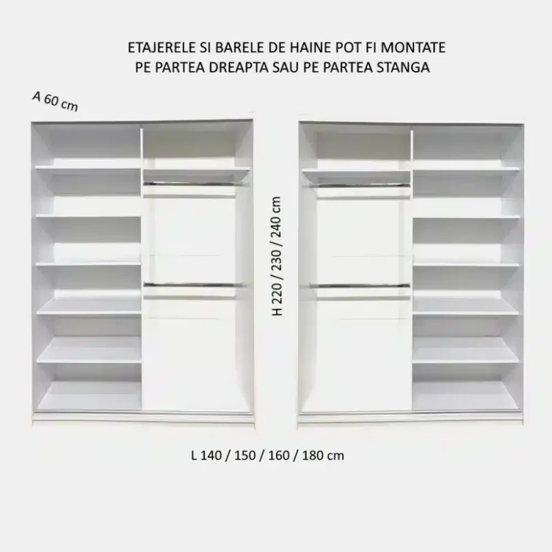 schita dressing H 240 230 220 x L 140 150 160 180 cm