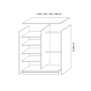Dressing mic L14.15.16.18 cu H 200 cm 1 schita dressing H 200 x L 140 150 160 180 cm
