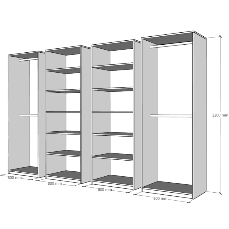 schita dulap Mondo 8 usi Stejar Sonoma