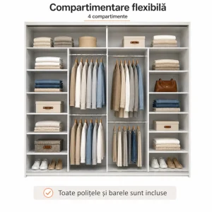 Dressing cu 2 uși glisante Alb, configurabil 140-240 cm
