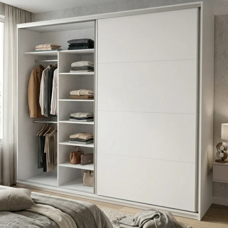 Dressing cu 2 uși glisante Alb, configurabil 140-240 cm