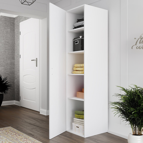 Dulap E4 cu 1 usa Alb 1 Dulap B2, 2 usi cu 2 bare haine, Alb, L90xH200xA50 cm