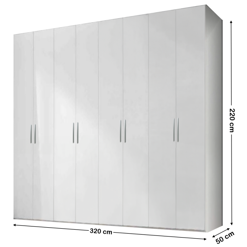8.Dulap Mondo 8 usi alb 3 Dulap Mondo 8 usi alb manere argintii - vedere laterala dimensiuni