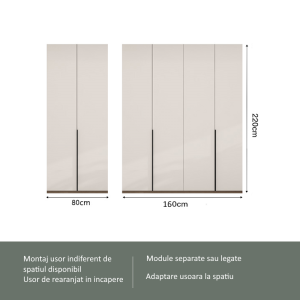 6 Dulap Mondo 6 usi Cashmere Negru 4 Dulap Lara Mondo 6 Usi Cashmere cu Manere Negre