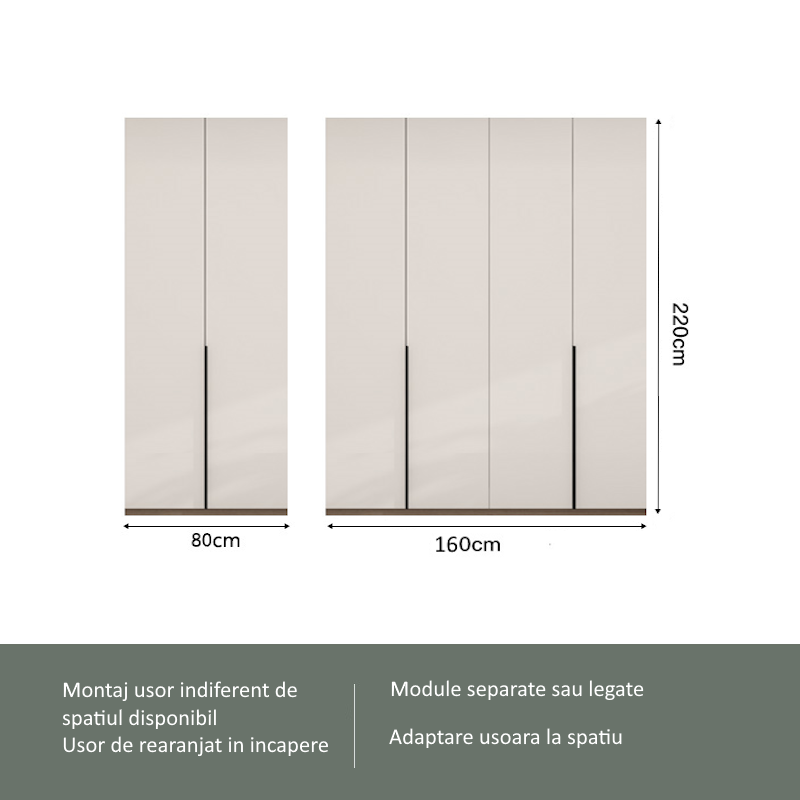 6 Dulap Mondo 6 usi Cashmere Negru 4 Dulap Lara Mondo 6 Usi Cashmere cu Manere Negre