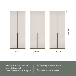 6 Dulap Mondo 6 usi Cashmere Negru 5 Dulap Mondo 6 usi cashmere - 3 module independente 80 cm