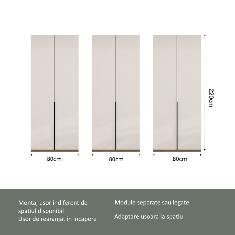 6 Dulap Mondo 6 usi Cashmere Negru 5 Dulap Mondo 6 usi cashmere - 3 module independente 80 cm