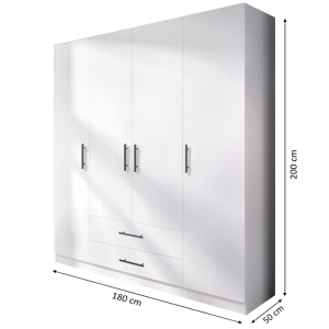 Dulap Salonic alb cu 2 sertare 3 Dulap haine cu 4 usi bara haine sertare glisiereHafele balamale cu amortizor