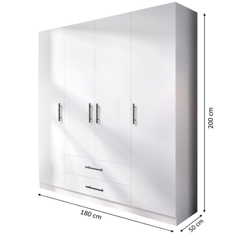Dulap Salonic alb cu 2 sertare 3 Dulap haine cu 4 usi bara haine sertare glisiereHafele balamale cu amortizor