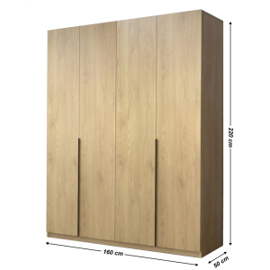 4.1 Dulap Mondo 4 usi Stejar 3 Dulap Lara Mondo 4 usi Stejar cu manere negre