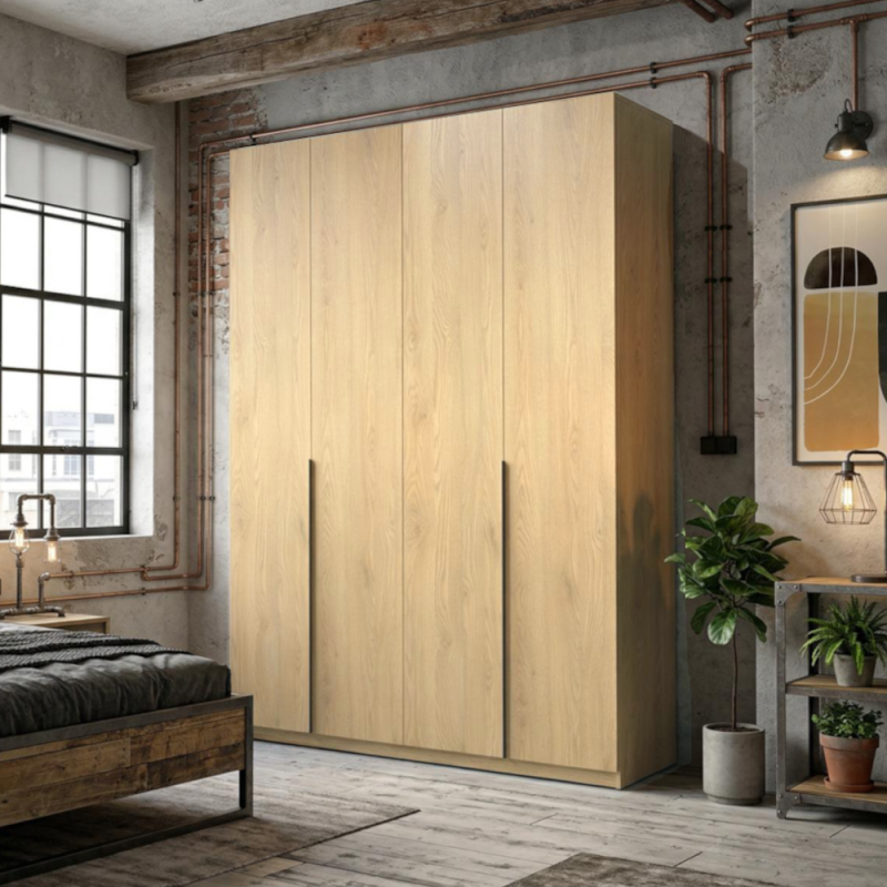 4.1 Dulap Mondo 4 usi baza 4 Dulap Lara Mondo 4 usi Stejar cu manere negre