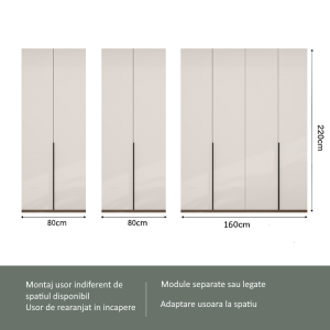 8 Dulap Mondo 8 usi posibilitati aranjare Dulap Lara Mondo 8 Usi Cashmere cu Manere Negre