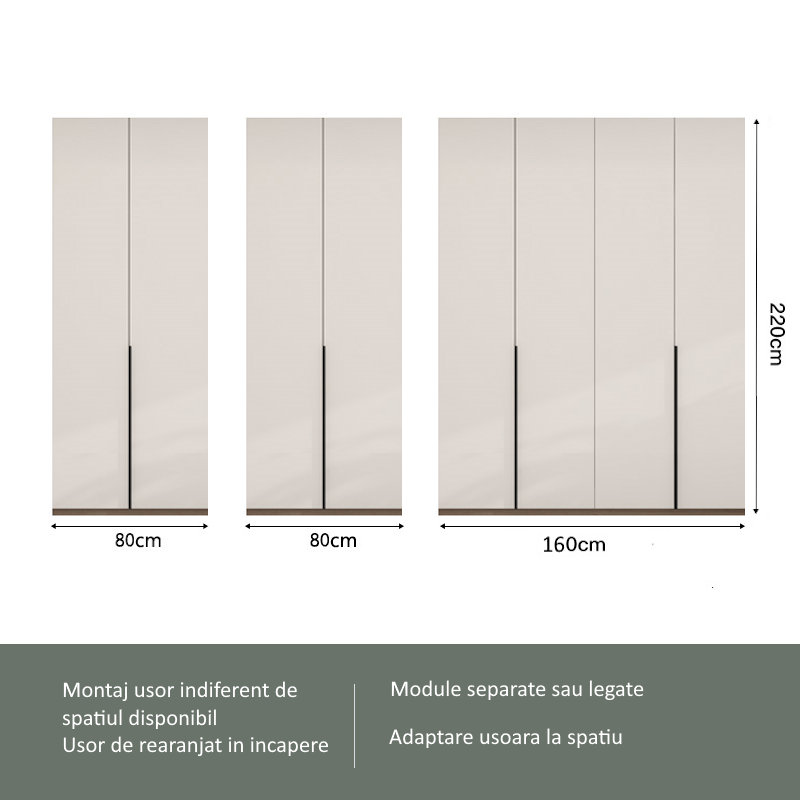 8 Dulap Mondo 8 usi posibilitati aranjare Dulap Lara Mondo 8 Usi Cashmere cu Manere Negre