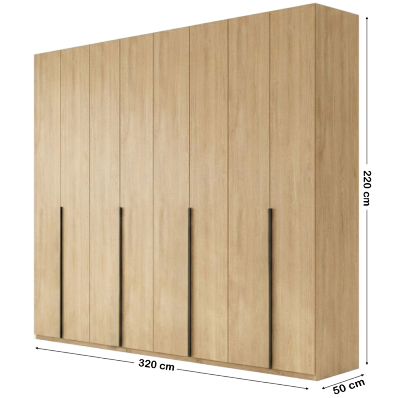 Dulap Mondo 8U Stejar Negru 3 Dulap Mondo 8 Usi Stejar cu Manere Negre